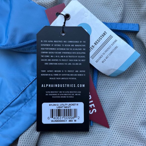 ALPHA INDUSTRIES/NWT Nylon G.I. Utility Jacket in Blue - Picture 10 of 10